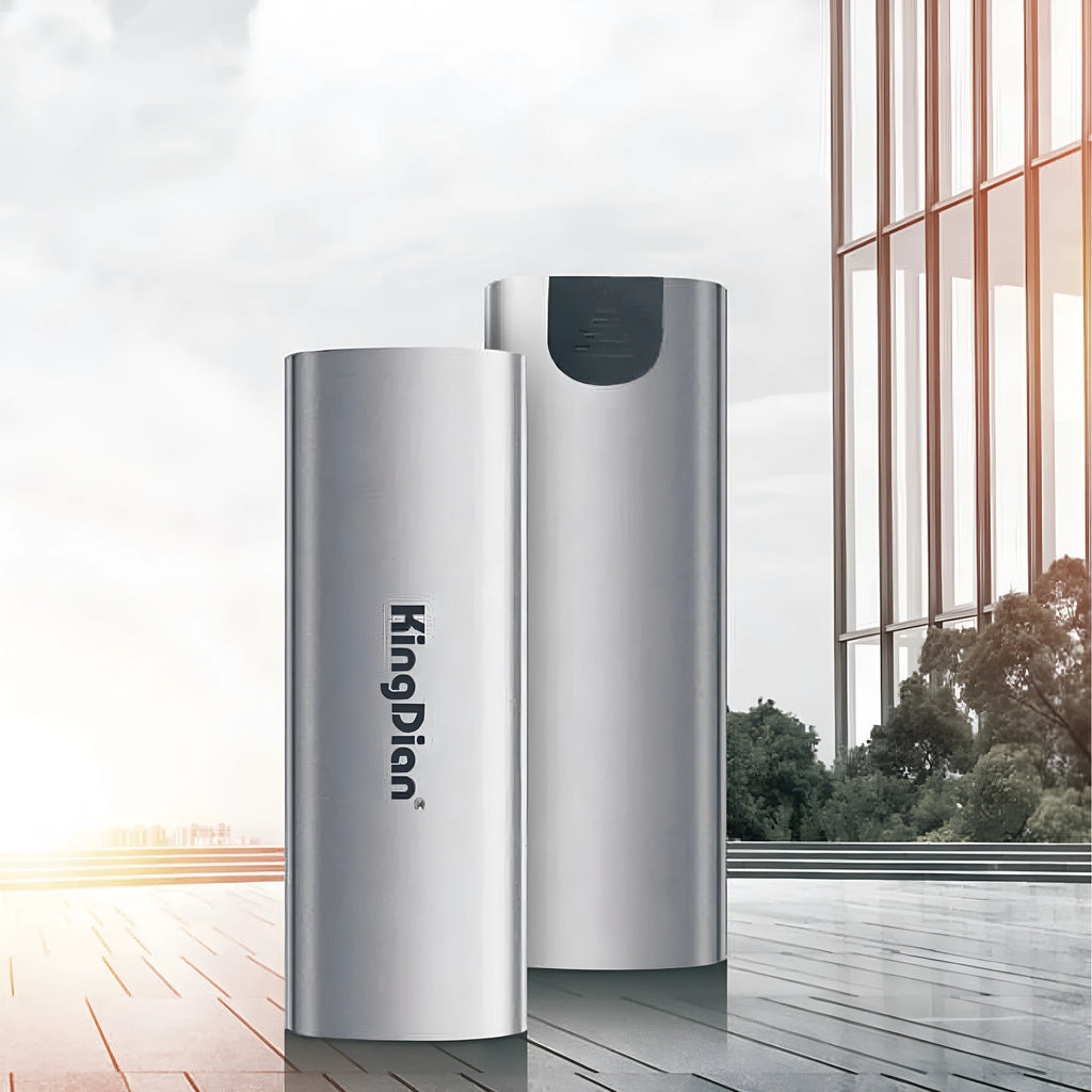 Grey mobile SSD external hard drive with USB 3.0 interface for direct phone connection
