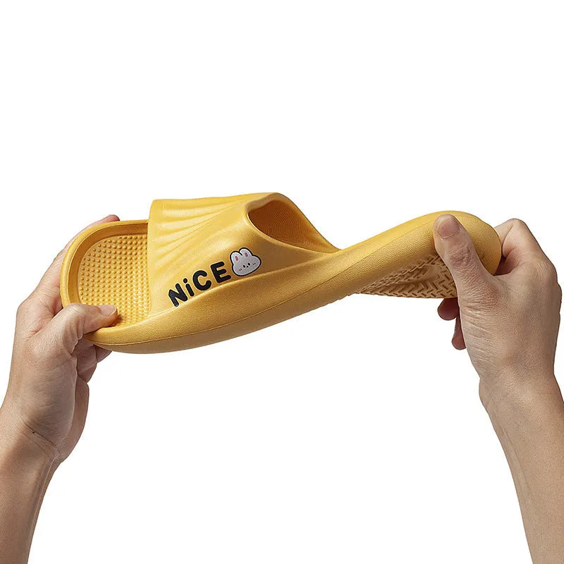 Minimalist cartoon pattern flip flop slippers in various colours with EVA sole and upper