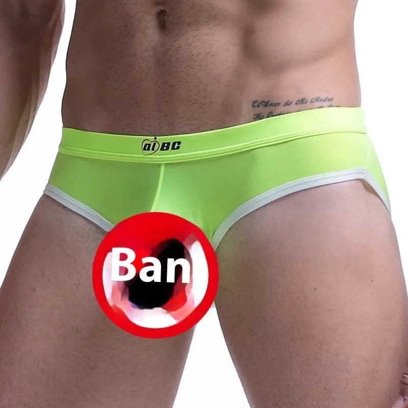 Men's ice silk bazooka briefs with bullet separation function in mid waist style