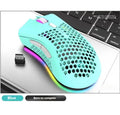 Wireless computer mouse with hollow-out design and luminous elements beside USB receiver