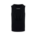 Men's loose sleeveless waistcoat with hollow white thread design in black colour