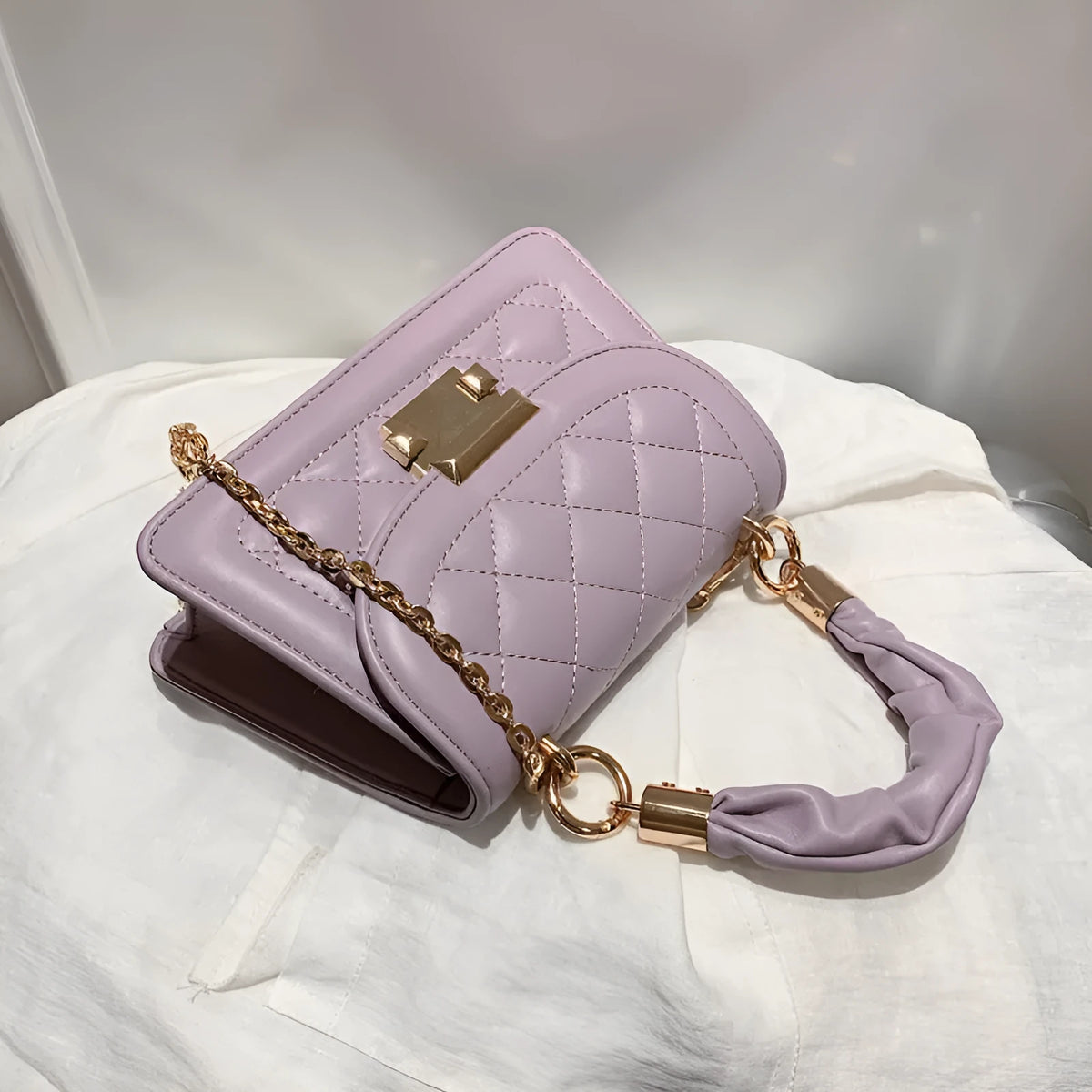 Soft PU leather Korean style small square women's crossbody bag in beige colour
