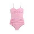 Women's black high-waisted one-piece swimsuit with adjustable shoulder straps.