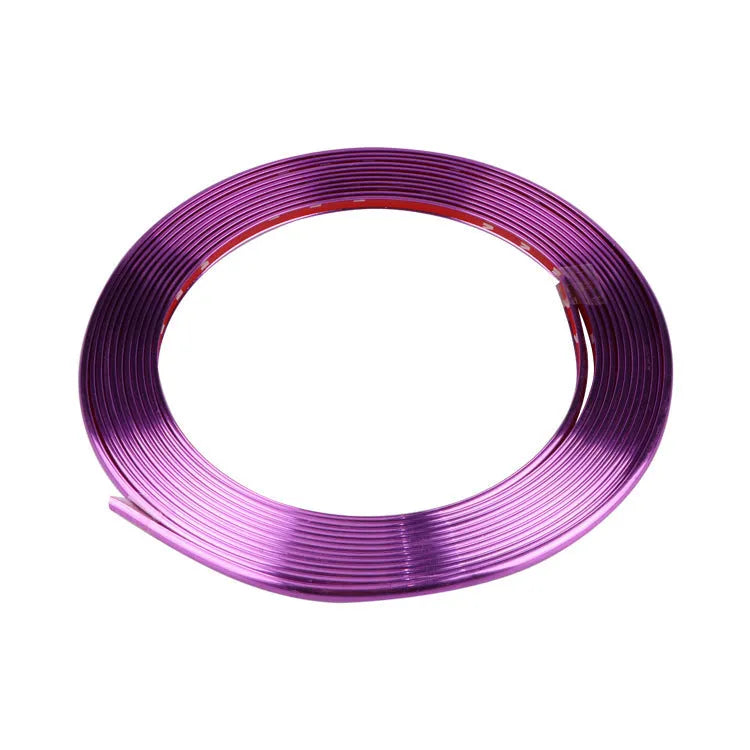 8 metre roll of purple electroplated PVC wheel hub trim for car decoration