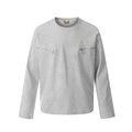Men's loose fit long sleeve cotton pullover in black or flower grey colour options