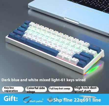 61-key compact mechanical keyboard with hot-swappable sockets and multiple switch options