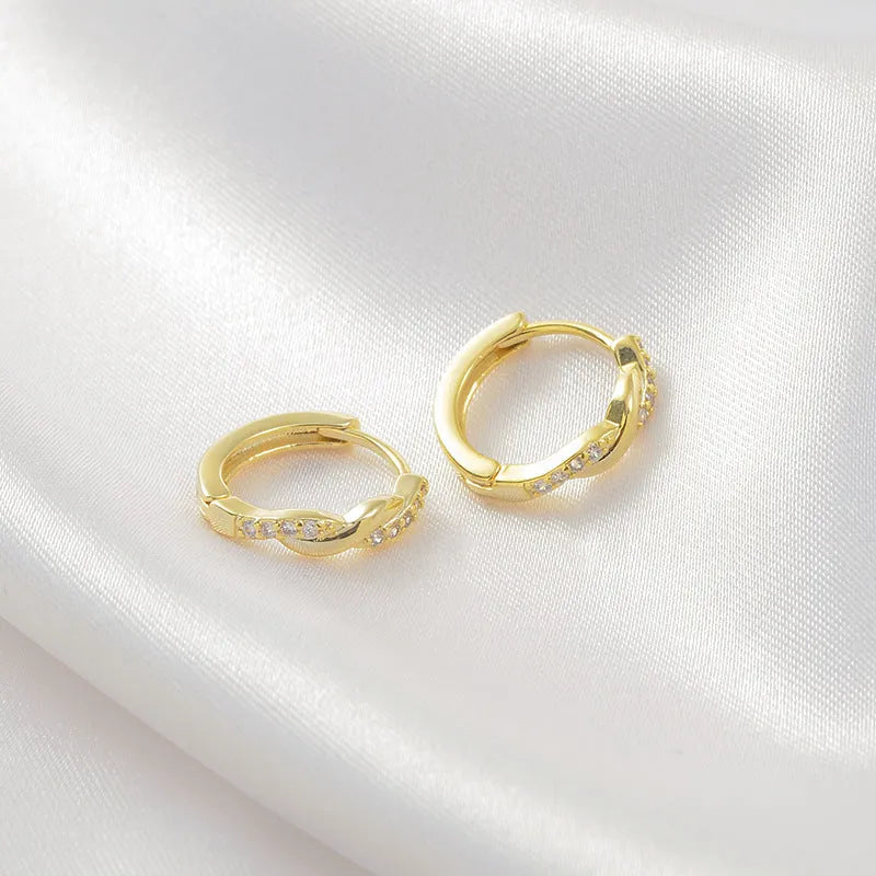 Geometric hemp rope earclip earrings in gold or silver colour with round European style elements