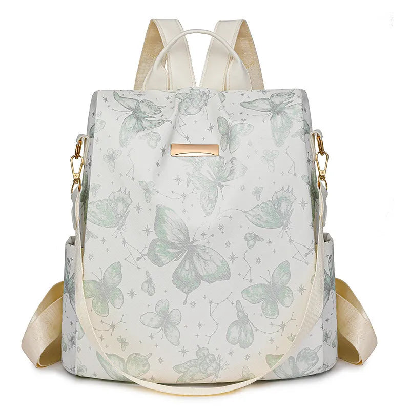 Butterfly print PU backpack in multiple colours with breathable back system and large capacity under 20 litres.