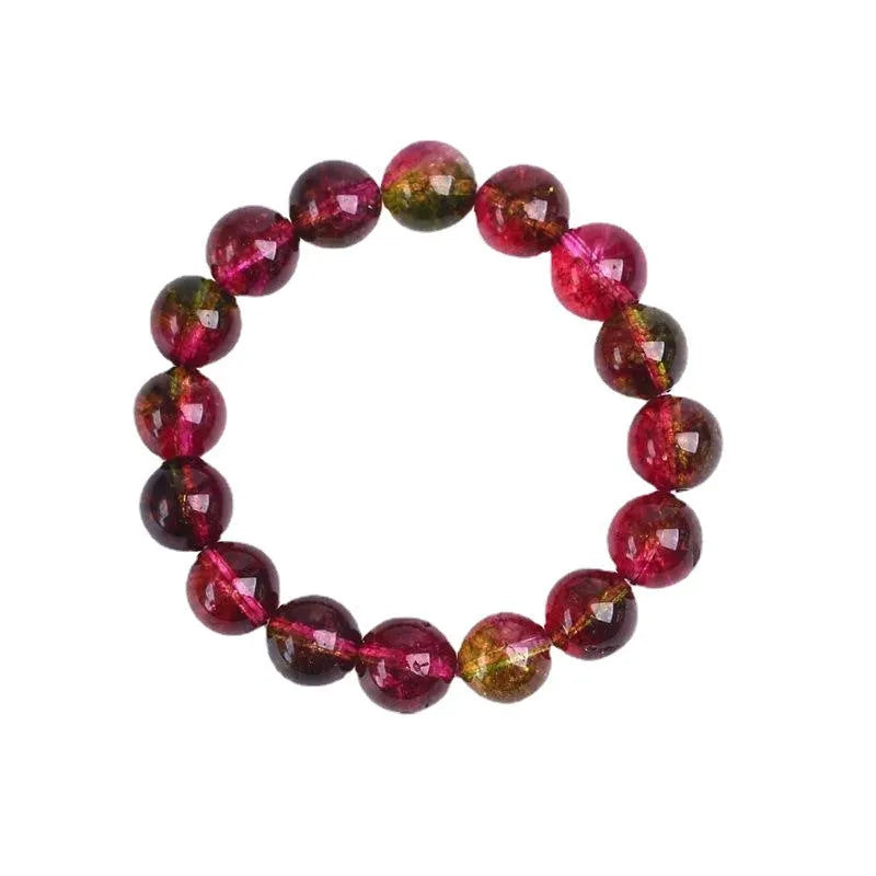Women's handmade watermelon crystal bracelet showing pastoral casual style with adjustable sizing options