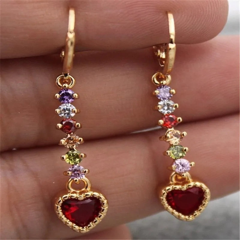 Gold and silver heart shaped alloy earrings for women with electroplated finish