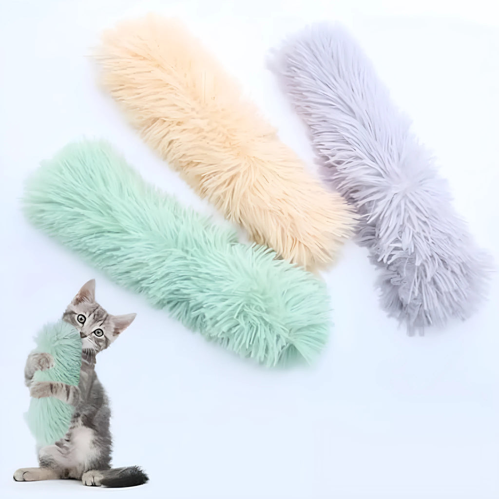 Colourful plush cat pillow toys with crinkle sound and natural catnip filling for interactive feline play