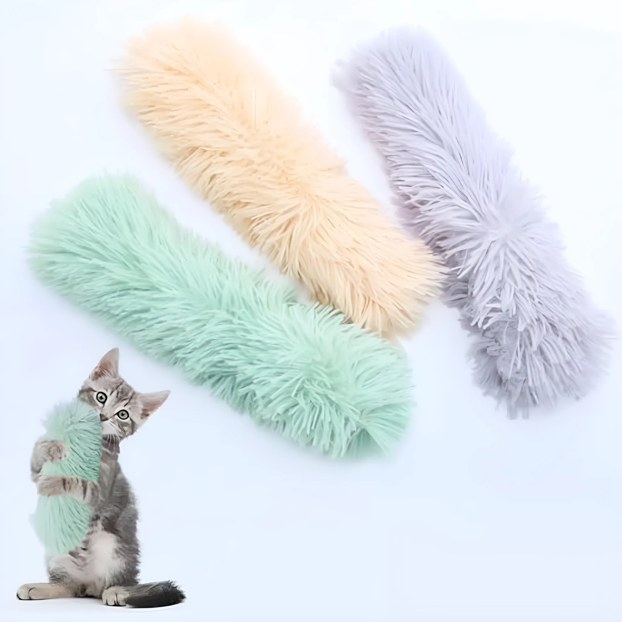 Colourful plush cat pillow toys with crinkle sound and natural catnip filling for interactive feline play