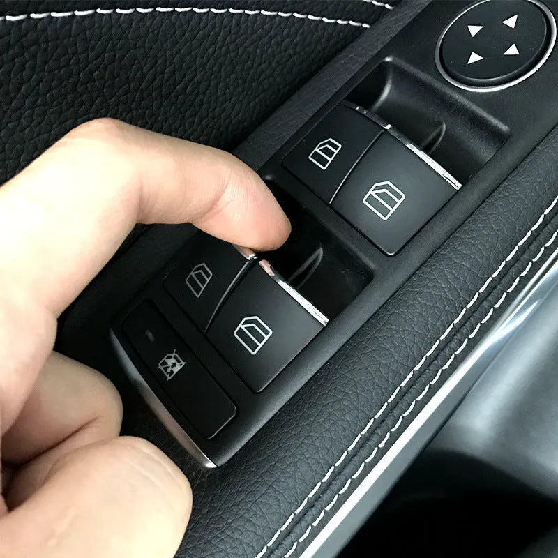 Black glitter decorative sticker for car window lift button modification on ABS plastic backing
