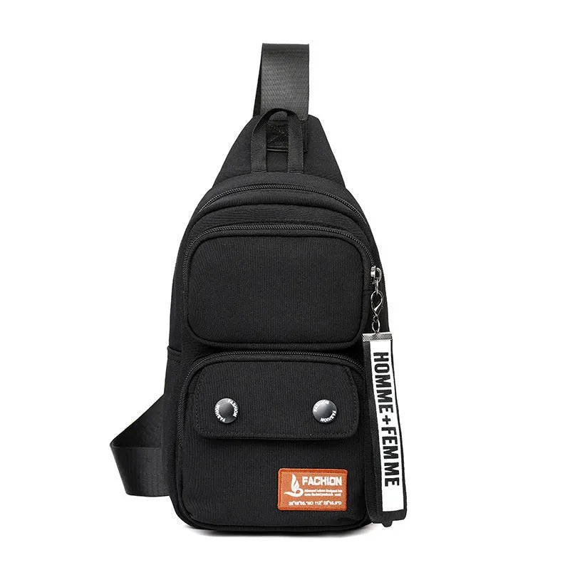 Outdoor leisure crossbody shoulder bag with contrasting colour trim and multifunctional storage pockets