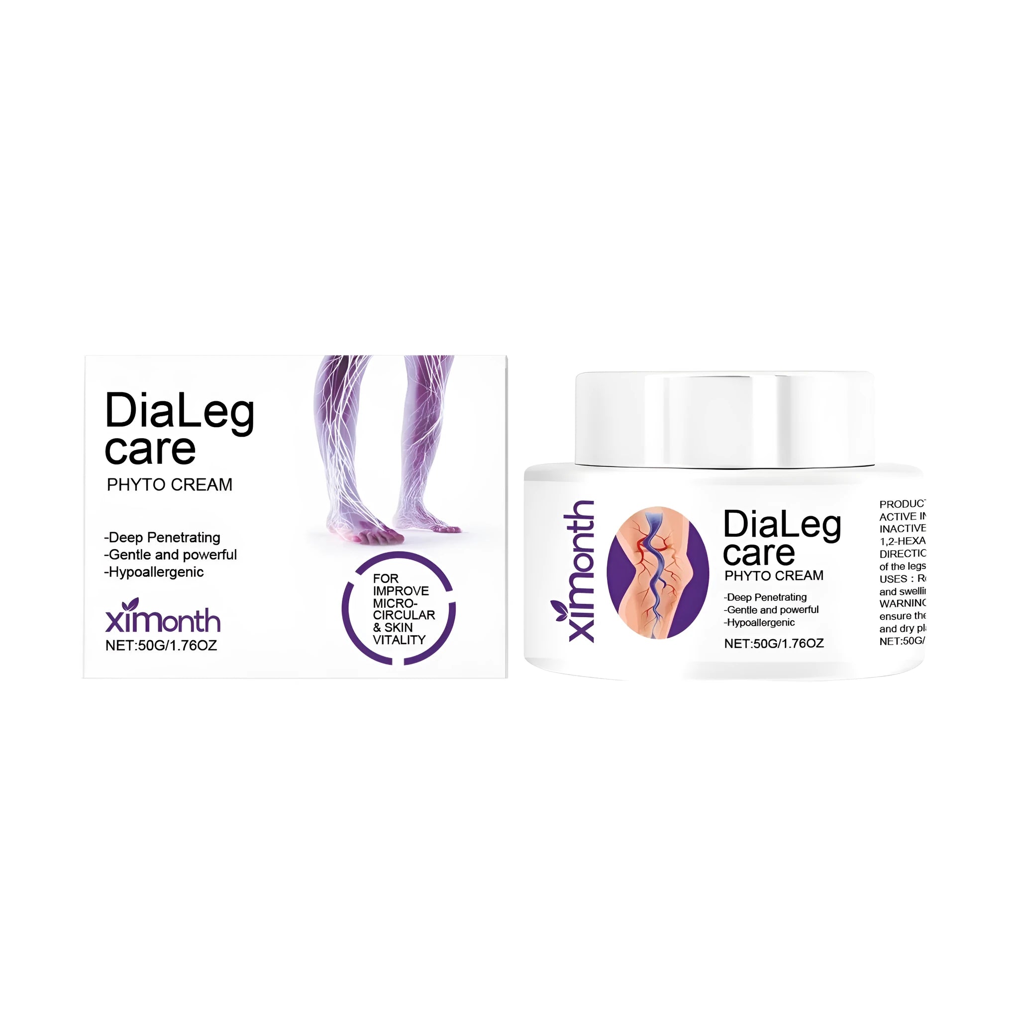 50g tube of varicose vein care cream with shea butter and mint leaves.