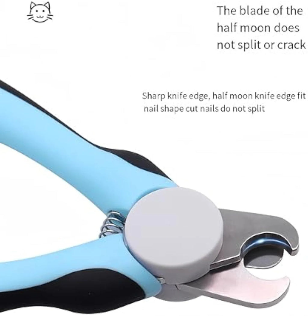 Blue heavy-duty stainless steel dog nail clippers with safety guard for large breeds
