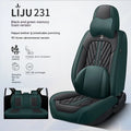 Set of five leather car seat cushions with hemmed edges in a choice of 16 colours.