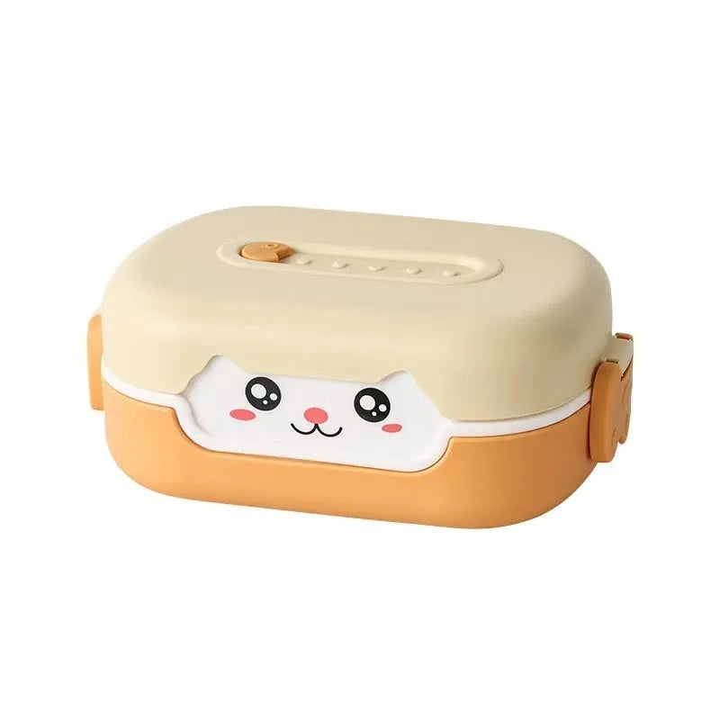 Square plastic divided lunch box with microwave-safe design in solid colour options