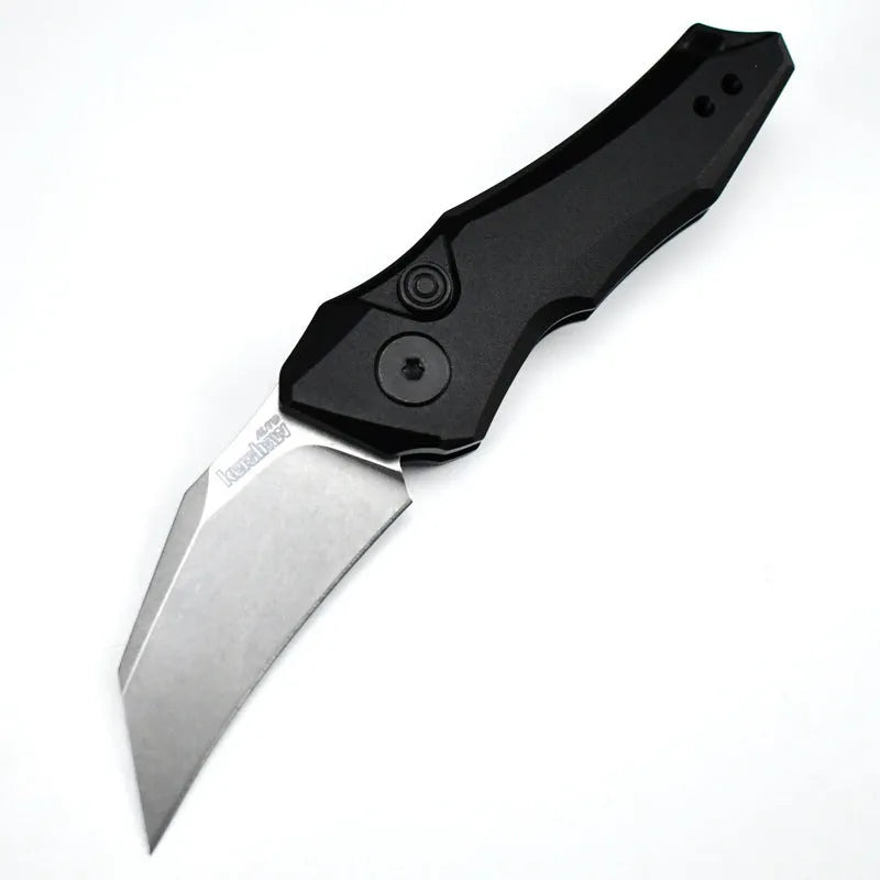 Outdoor folding pocket knife with metal construction in black, grey and green colour options