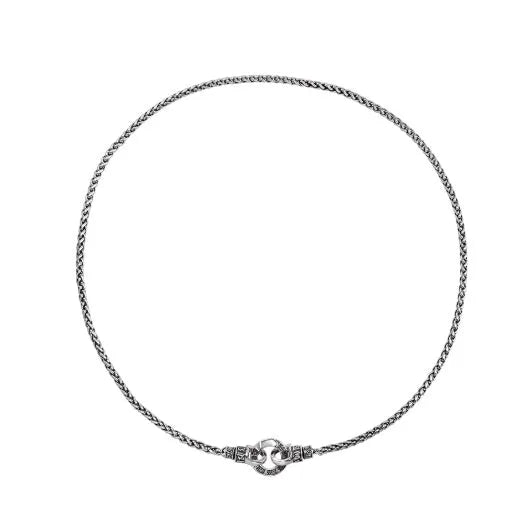 S925 sterling silver clavicle necklace with pendant for women, shown in silver.