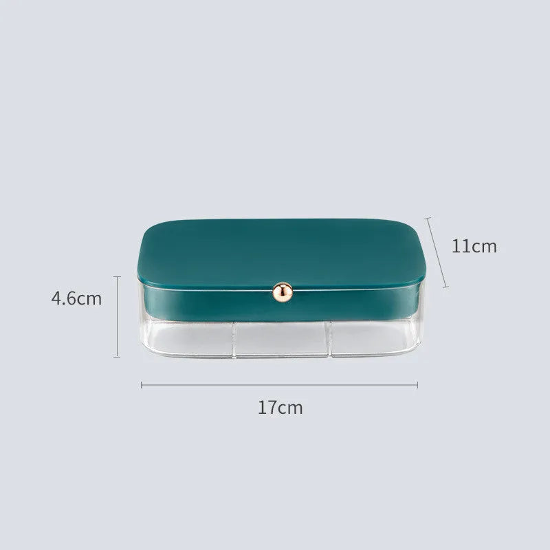 Modern minimalist jewellery storage box with multi-layer design in green colour