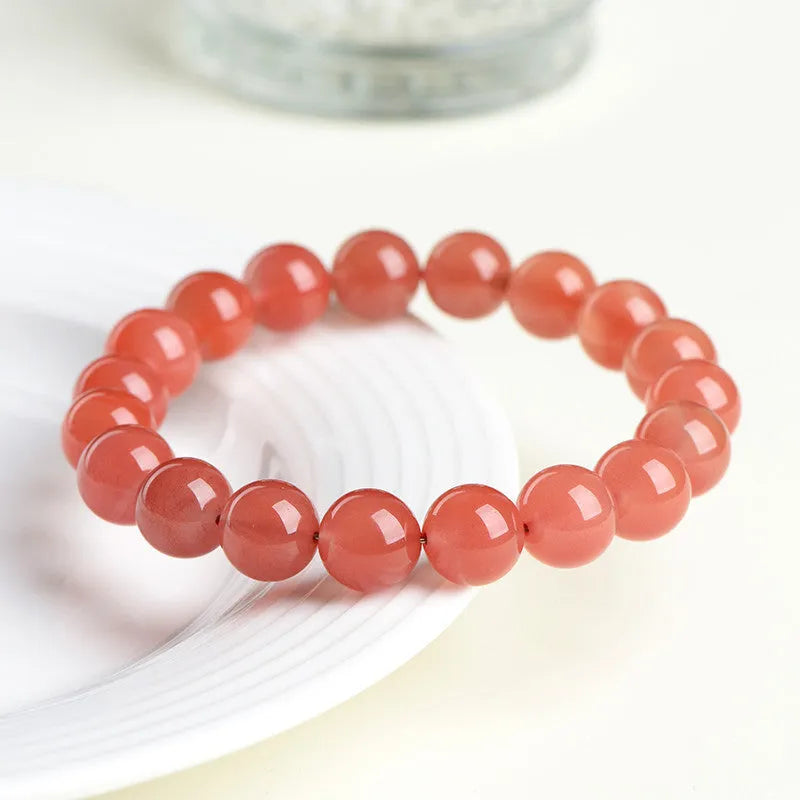 South red cherry red agate beaded bracelet showing scattered beads design in natural stone