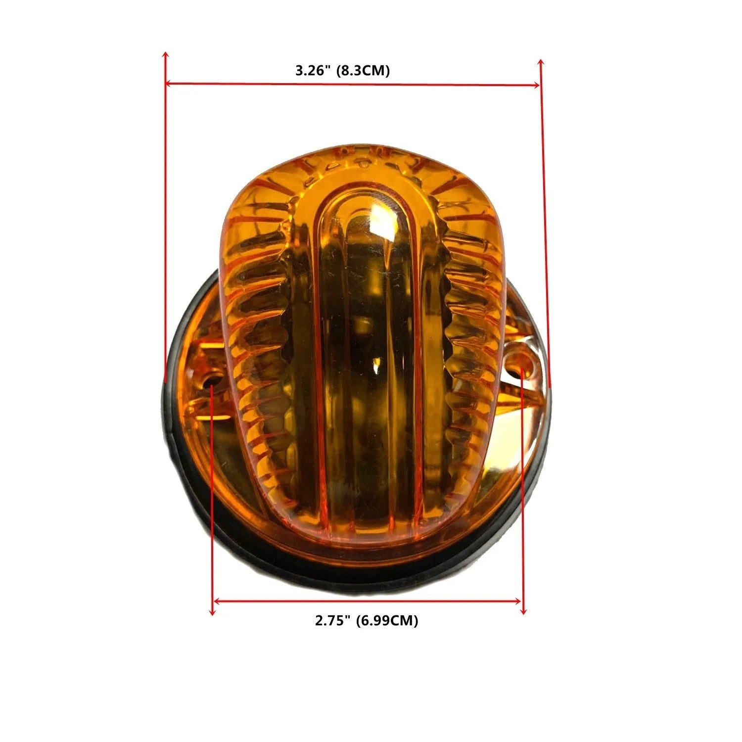 Yellow LED roof cab light for vehicles with 83mm diameter and mounting hardware