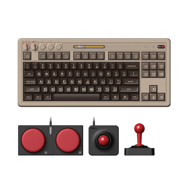 Retro87 C64 wireless mechanical gaming keyboard with Bluetooth connectivity and rocker switches
