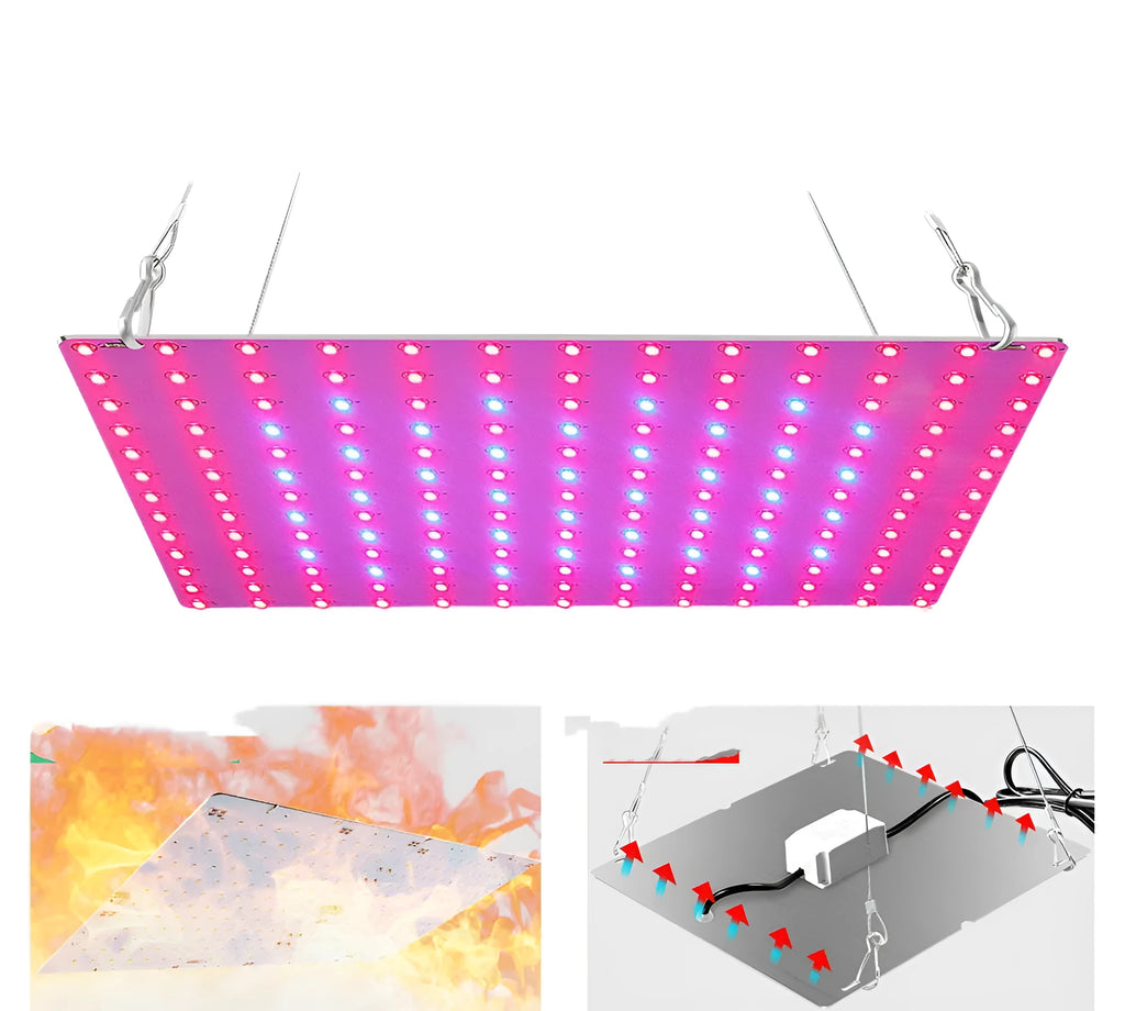 Hanging LED plant grow light with aluminium housing for fruits and vegetables.