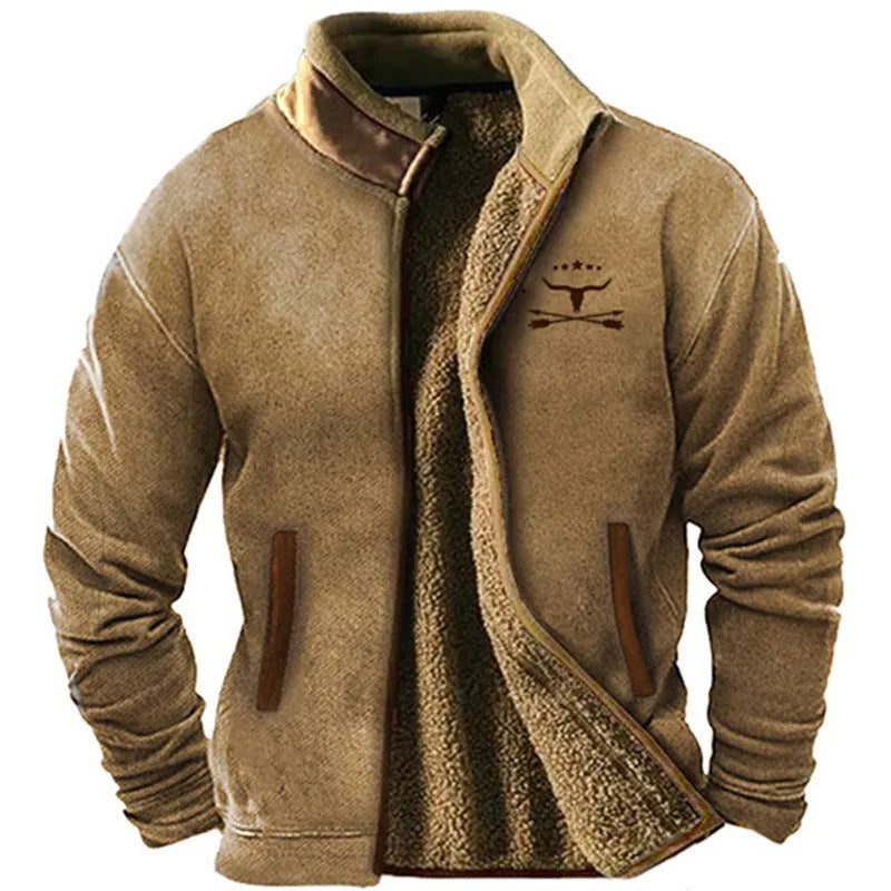 Men's polyester padded coat with fleece lining in regular length with blue, green, or light brown colour options