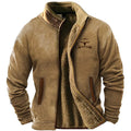 Men's polyester padded coat with fleece lining in regular length with blue, green, or light brown colour options