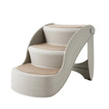 Foldable grey plastic pet step ladder with non-slip mat for small dogs and cats.