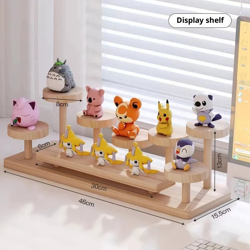 Wooden desktop storage rack with five layers for organising and storing small items, colour as shown