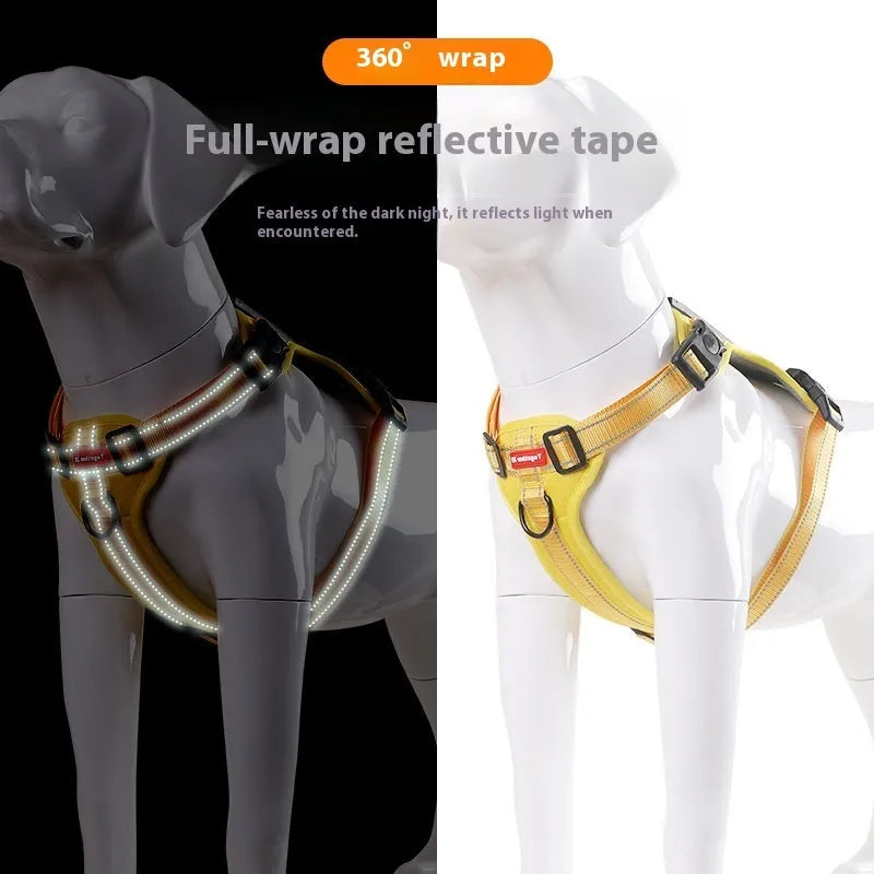 Polyester dog harness and lead set in multiple colours with adjustable chest strap for large medium small dogs