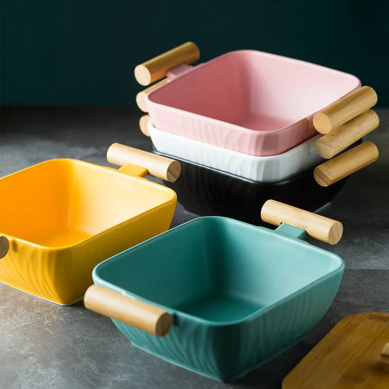 Creative irregular shaped porcelain ceramic bowl with matching lid in black green pink or white colours