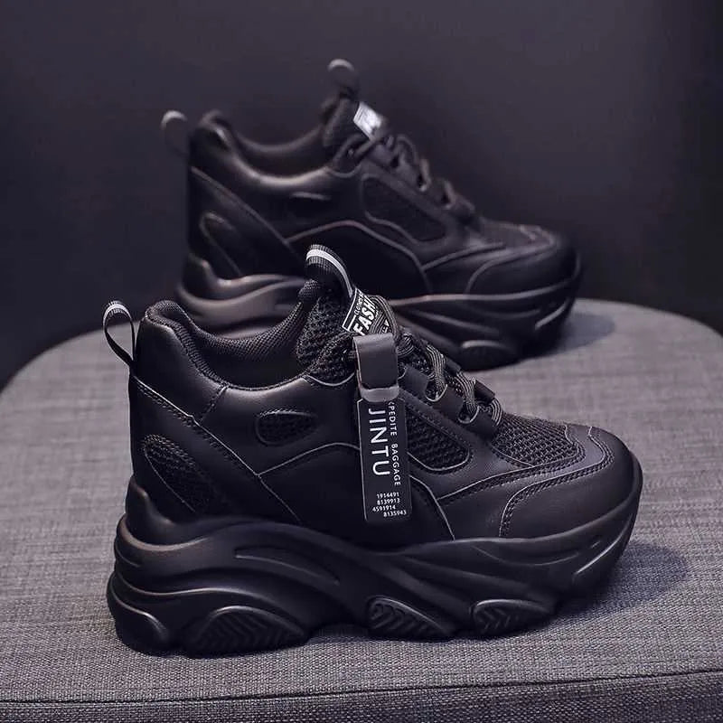 Women's platform casual shoes with mesh upper and TPR sole in various colour options