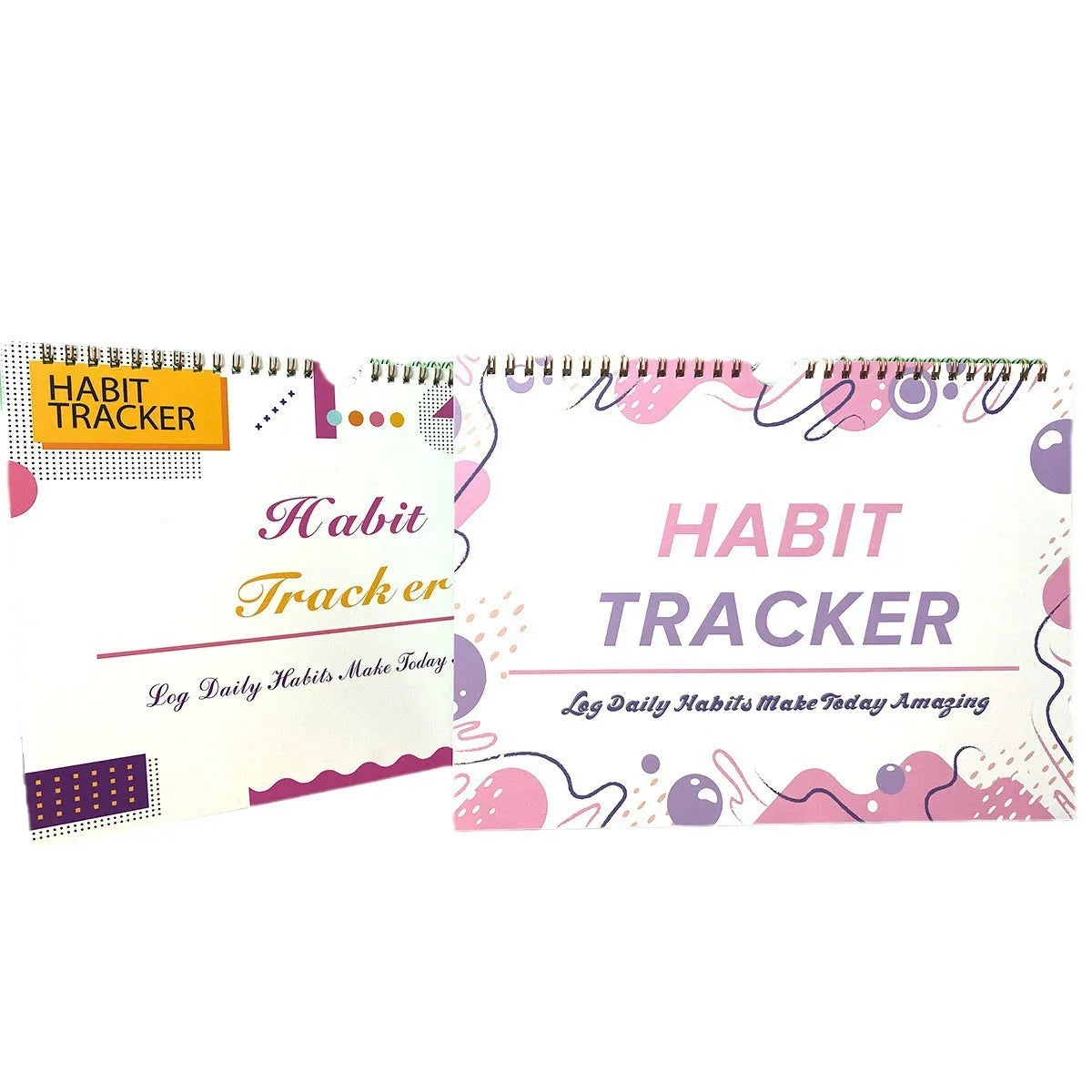 Habit tracking journal notebook open showing planning pages with colour options