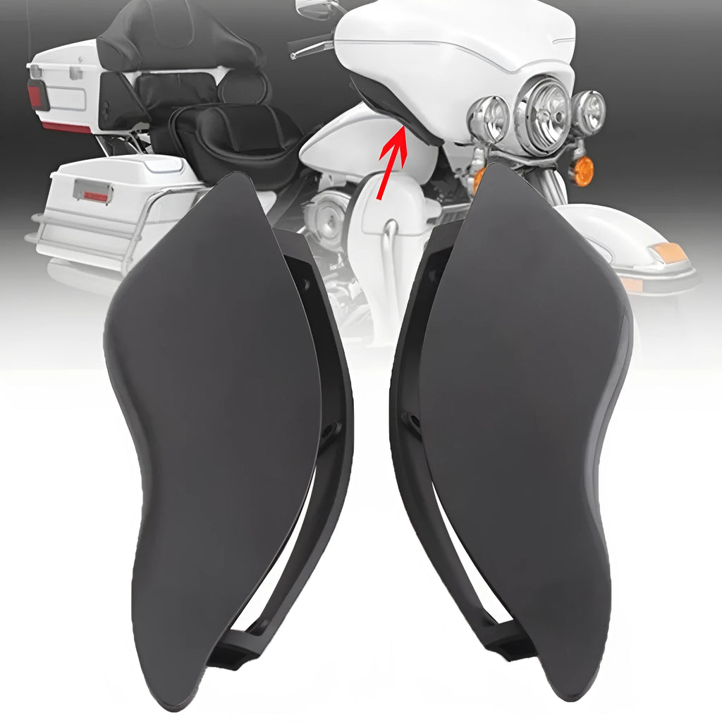 Harley Davidson motorcycle ABS windshield side wing kit in smoked or black