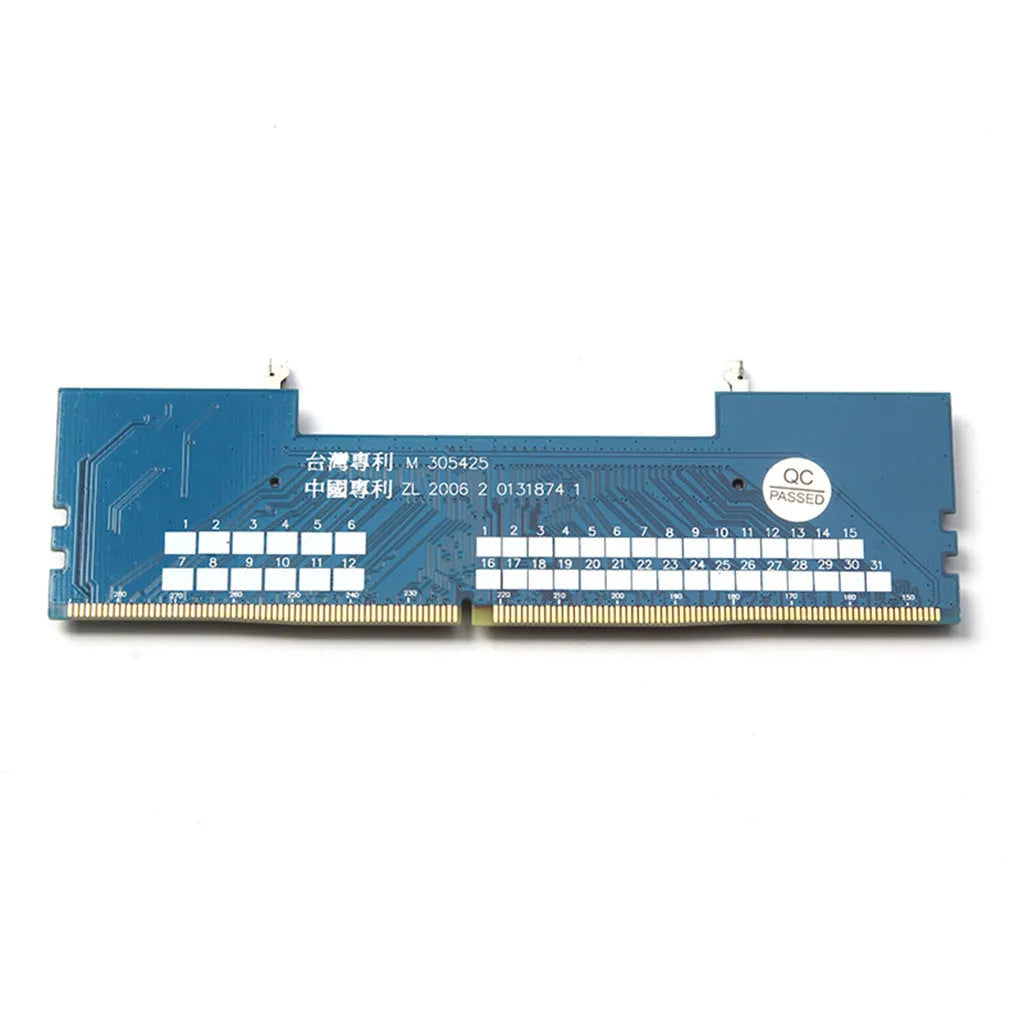 DDR4 laptop to desktop memory adapter card with gold contacts in anti-static packaging