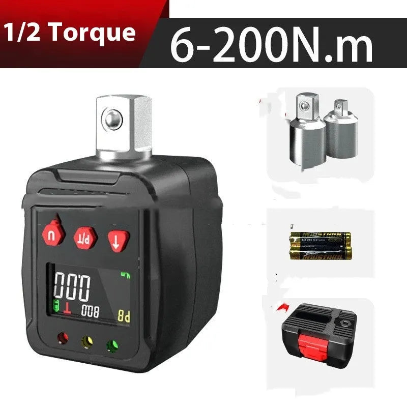1/2 square drive digital torque meter set showing digital display and metal construction