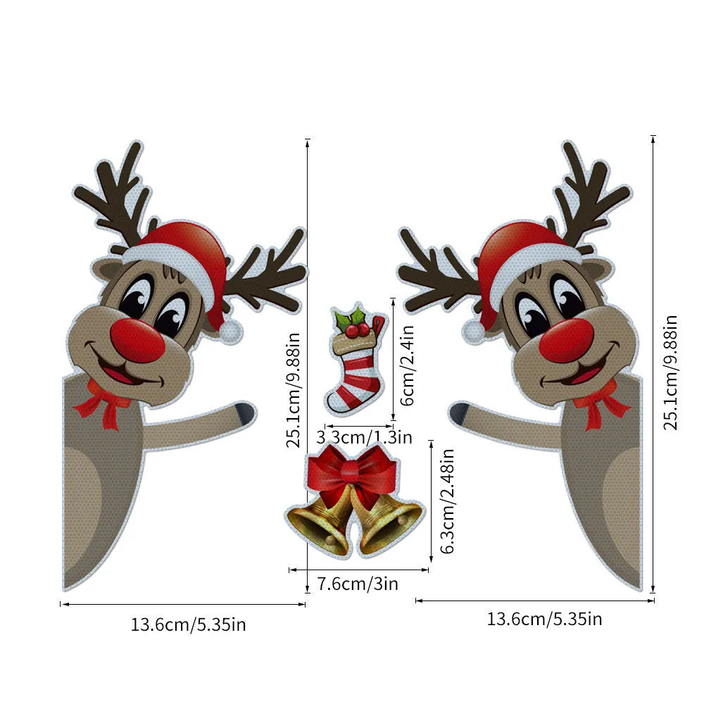 Cartoon Christmas elk bell magnetic luminous reflective bumper stickers in YFC002 colour