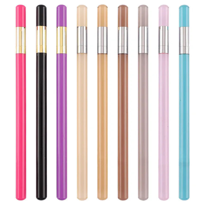 Clear acrylic eternal mechanical pencil with alloy writing tip and assorted coloured lead refills.