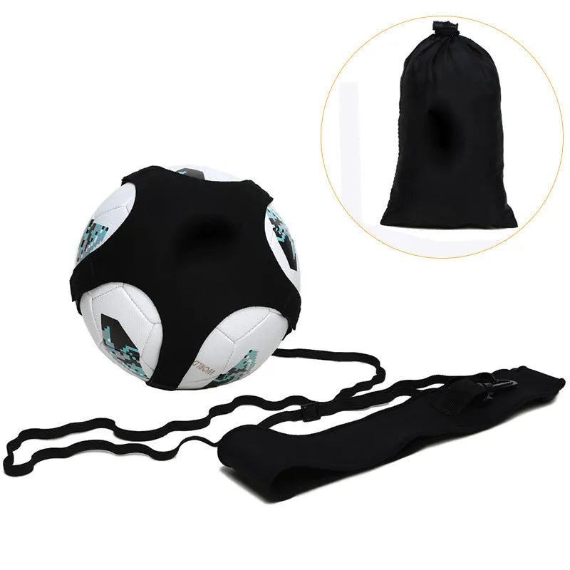 Black football juggling belt with 2 metre static belt for rotational sports training