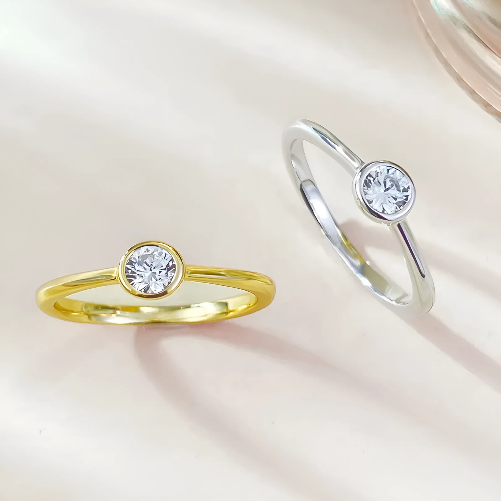 Minimalist silver crown ring with linear detailing in gold or platinum finish