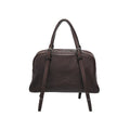 Retro brown genuine leather women's shoulder bag with double straps and external pockets