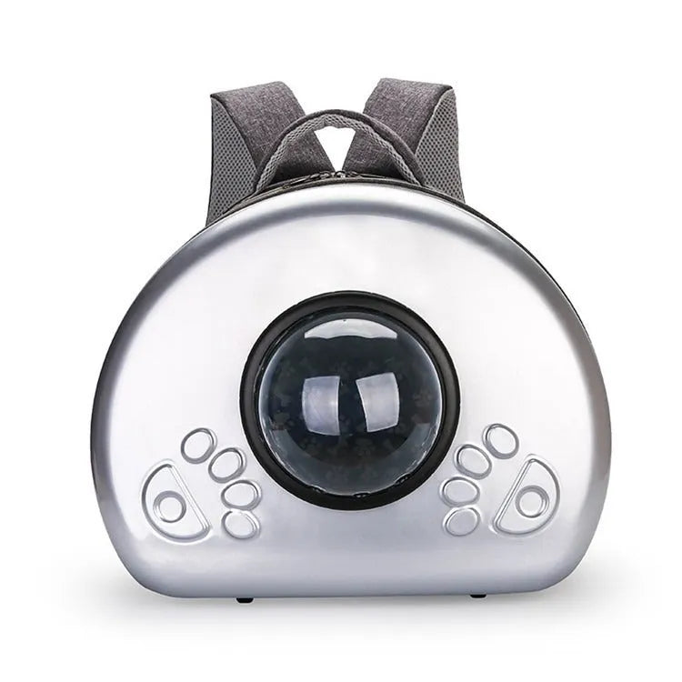 Transparent space capsule cat carrier bag in PC canvas with metallic colour options