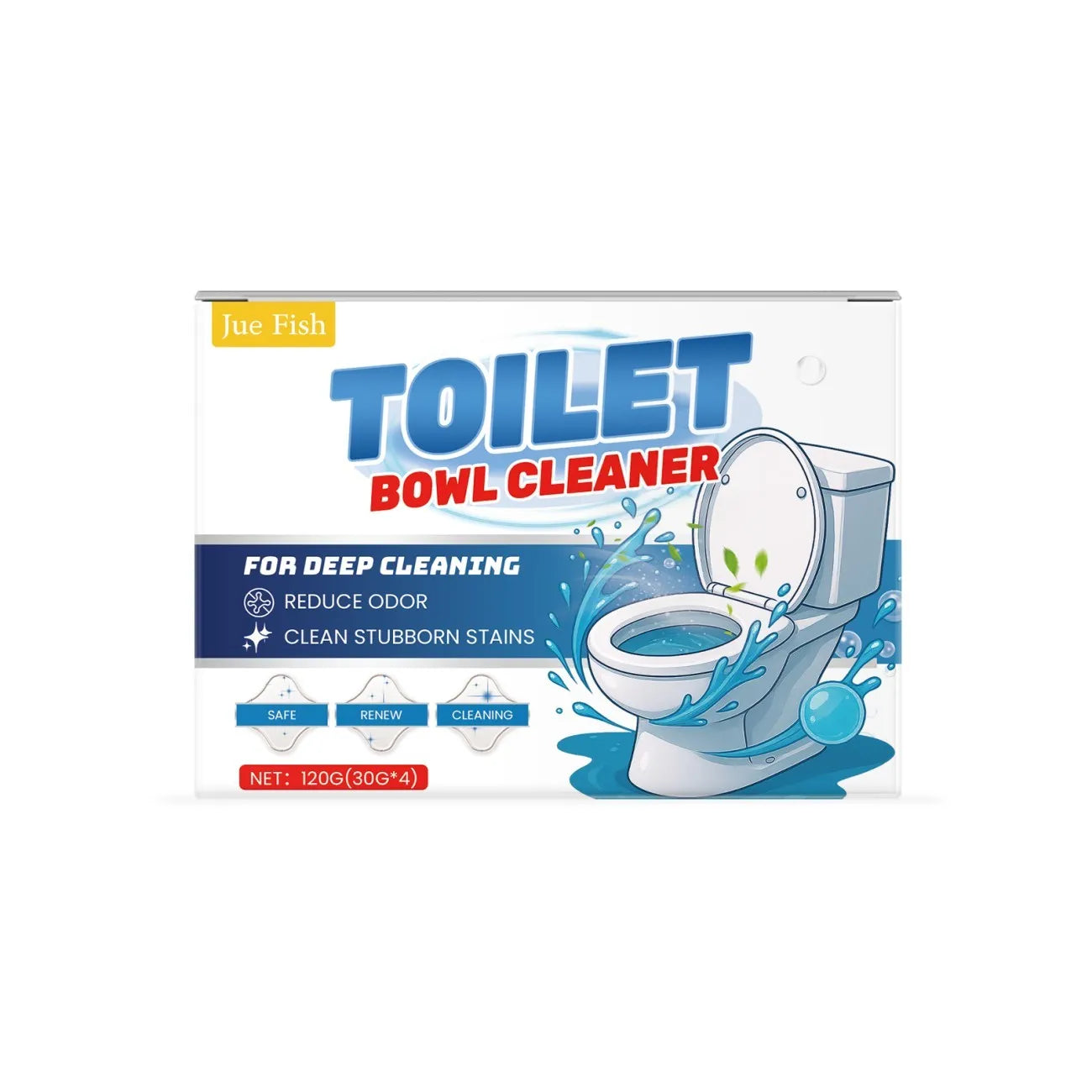 Toilet cleaning powder in 120g box with four 30g sachets for urine stain and odour removal