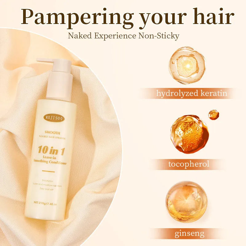 Wash-free soft 10-in-1 hair conditioner in 210g disposable bottle for ladies