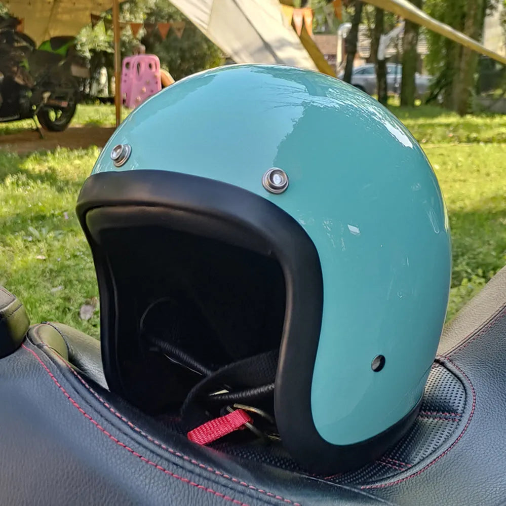 FRP retro-style motorcycle half helmet for electric bike commuting in glass fibre construction
