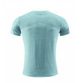 Men's short-sleeved athletic t-shirt for basketball and running in polyester spandex fabric.